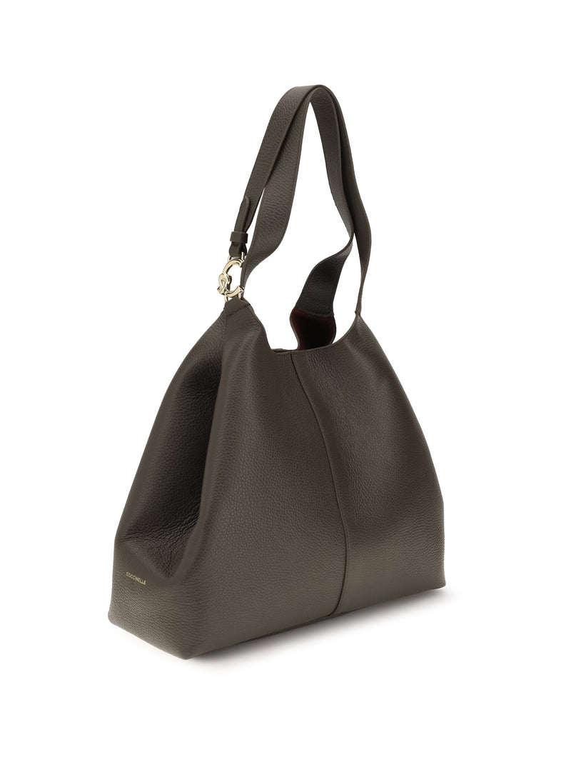 Coccinelle C-Easy Shoulder Bag — Gray Calf Leather Bos Taurus