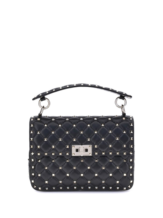 Valentino Garavani Rockstud Spike Top Handle Bag — Black Lamb Ovis Aries
