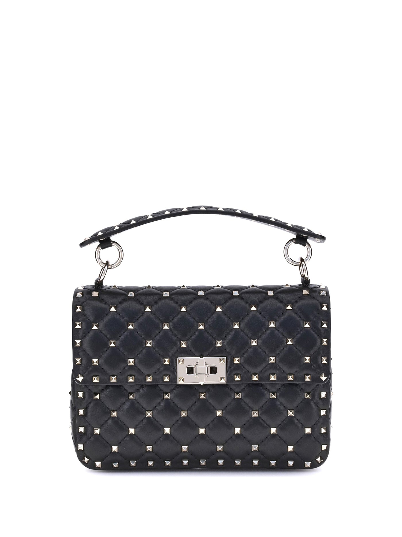 Valentino Garavani Rockstud Spike Shoulder Bag — Black Lambskin
