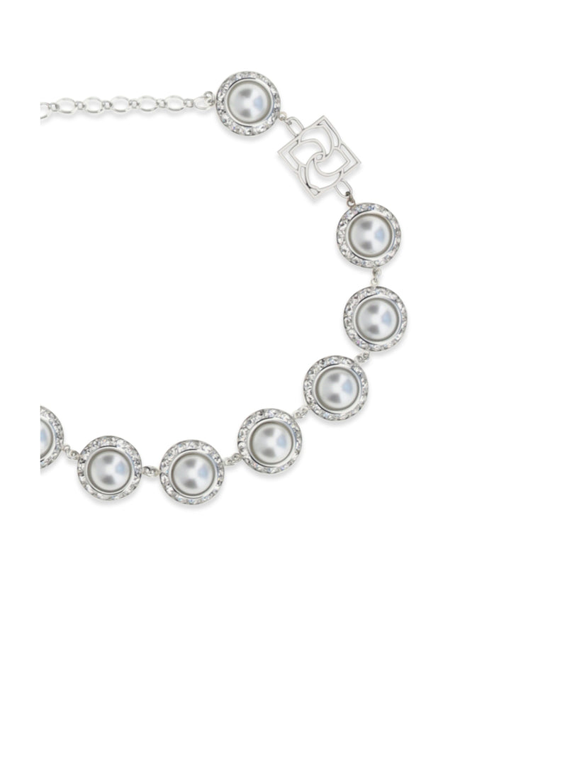 Magda Butrym Pearl And Crystal Necklace — Silver Metal Necklaces