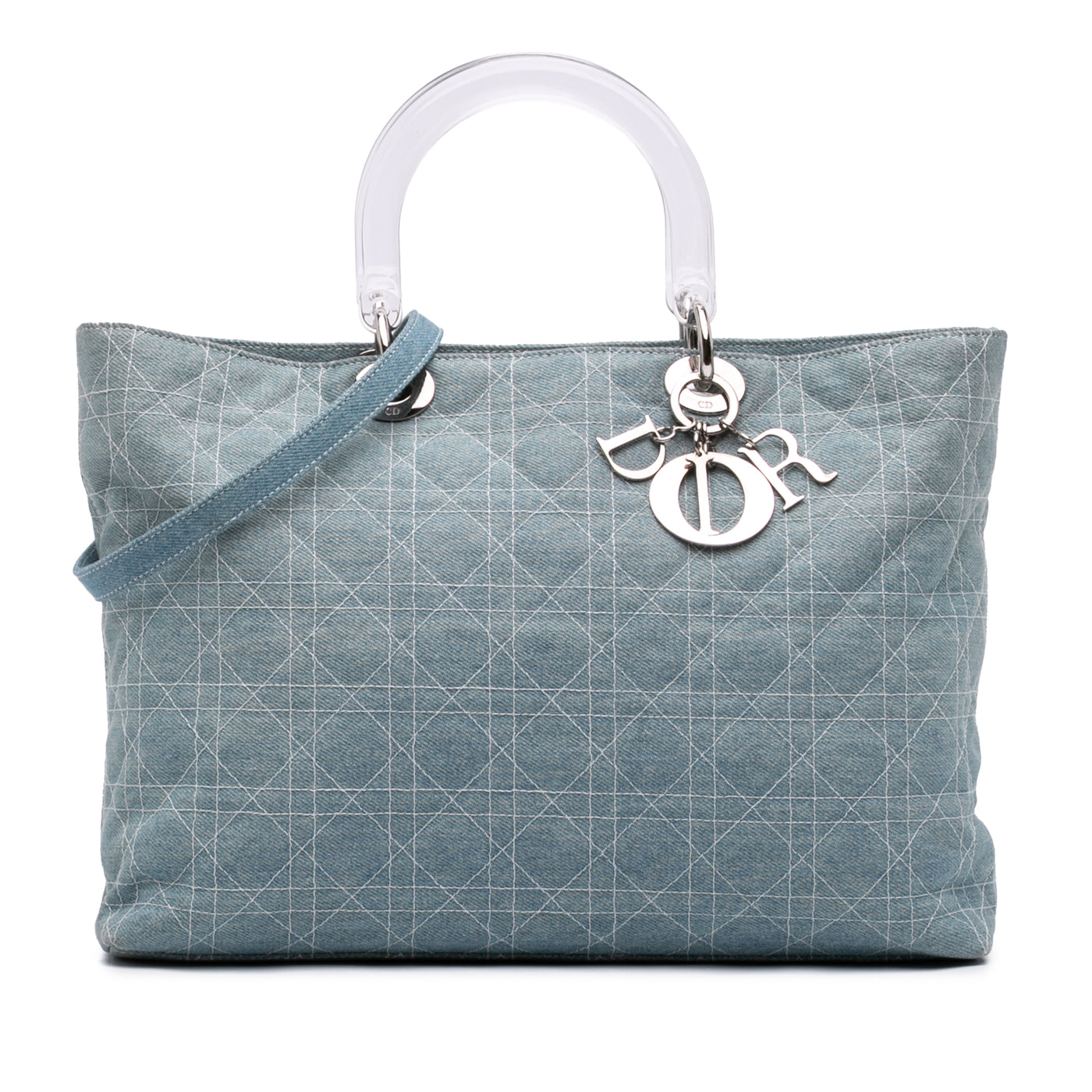 Large Denim Cannage Acrylic Handles Lady Dior - Image 1