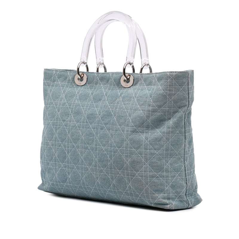 Large Denim Cannage Acrylic Handles Lady Dior - Image 2
