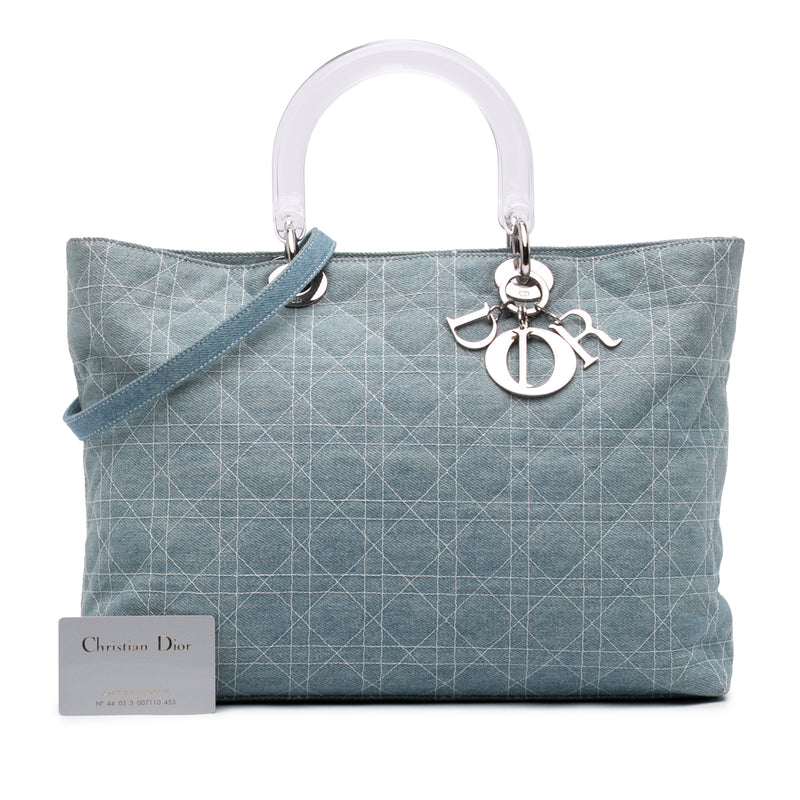 Large Denim Cannage Acrylic Handles Lady Dior - Image 8