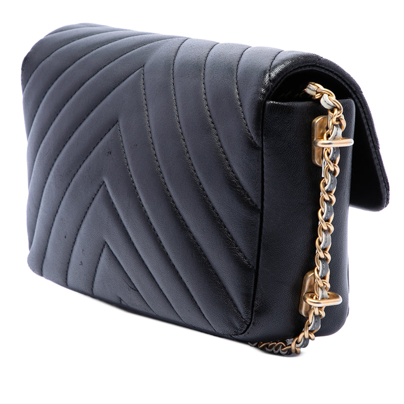 Mini Rectangular Chevron Lambskin Chain Around Flap - Image 2