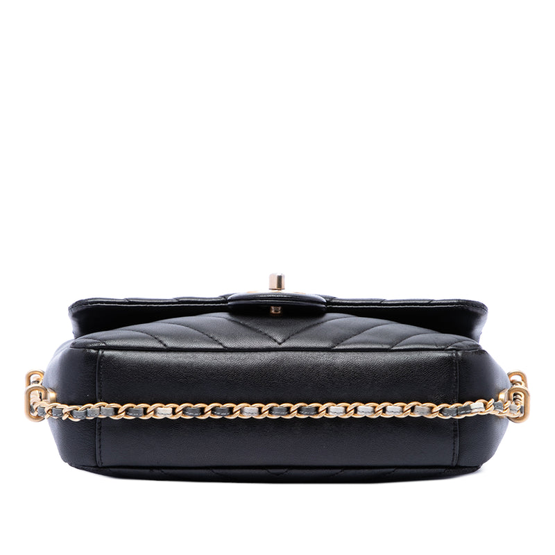 Mini Rectangular Chevron Lambskin Chain Around Flap - Image 3