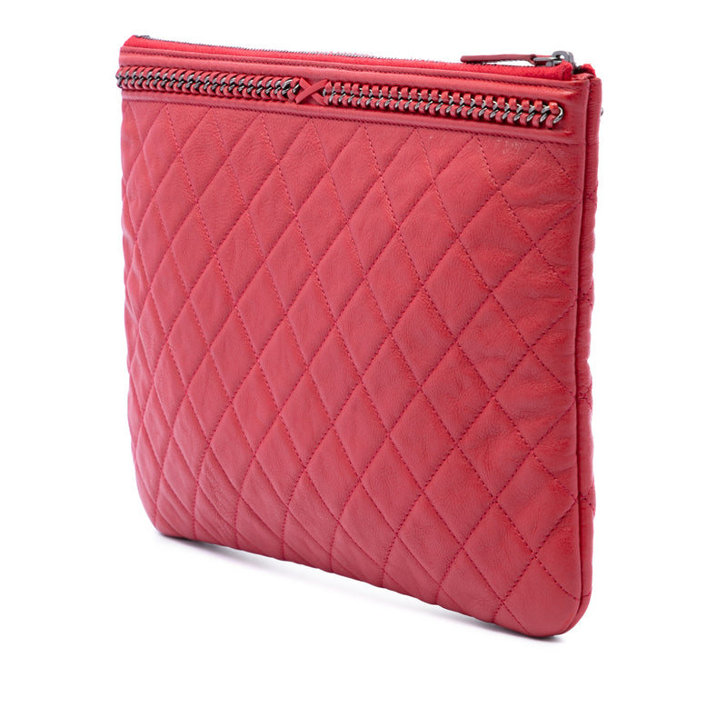 Medium Quilted Lambskin Chain Boy O Case Clutch - Image 2