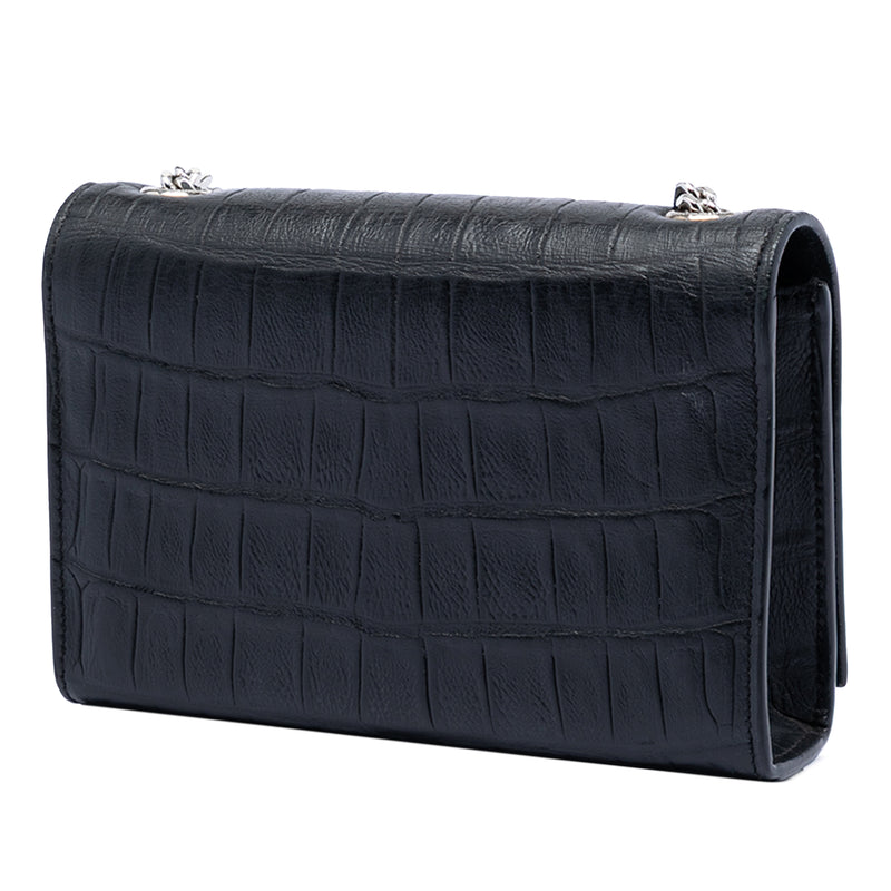 Small Croc Embossed Leather Monogram Kate Tassel Crossbody - Image 2