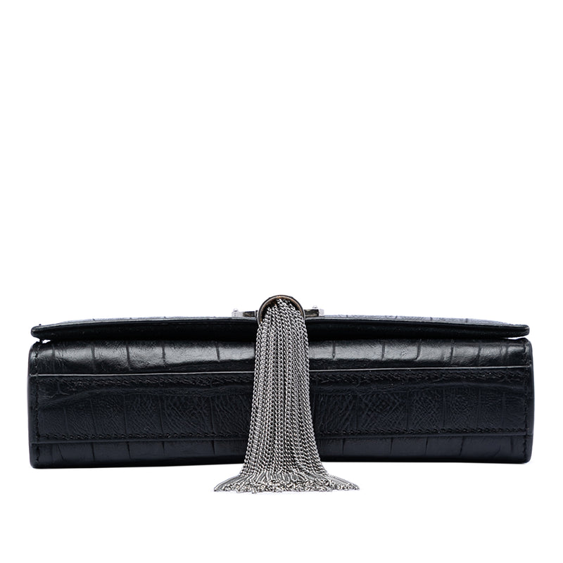 Small Croc Embossed Leather Monogram Kate Tassel Crossbody - Image 3