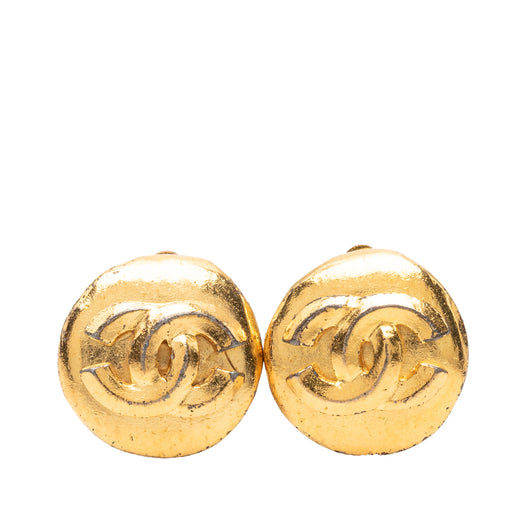 CC Gold Plated Round Clip On Earrings - Image 1
