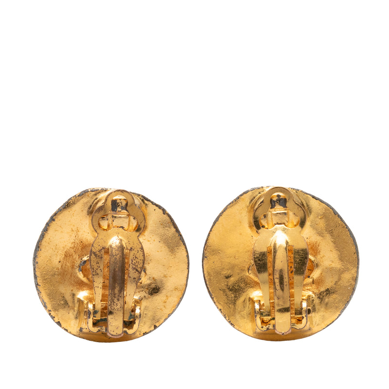 CC Gold Plated Round Clip On Earrings - Image 2