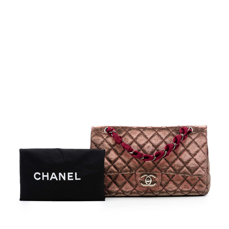 Medium Iridescent Tweed Classic Double Flap - Image 8