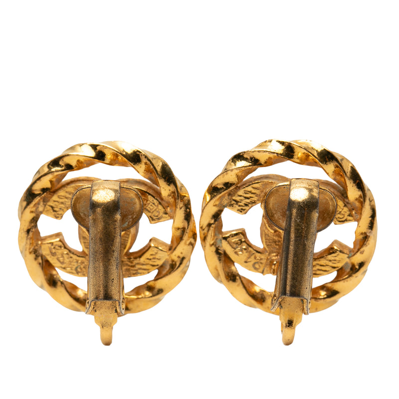 CC Gold Plated Strass Round Rope Clip On Earrings - Image 2