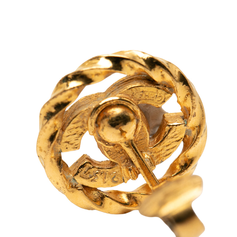 CC Gold Plated Strass Round Rope Clip On Earrings - Image 3