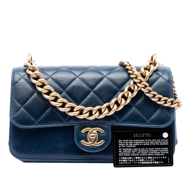 Small Quilted Calfskin Straight Lined Flap - Image 7
