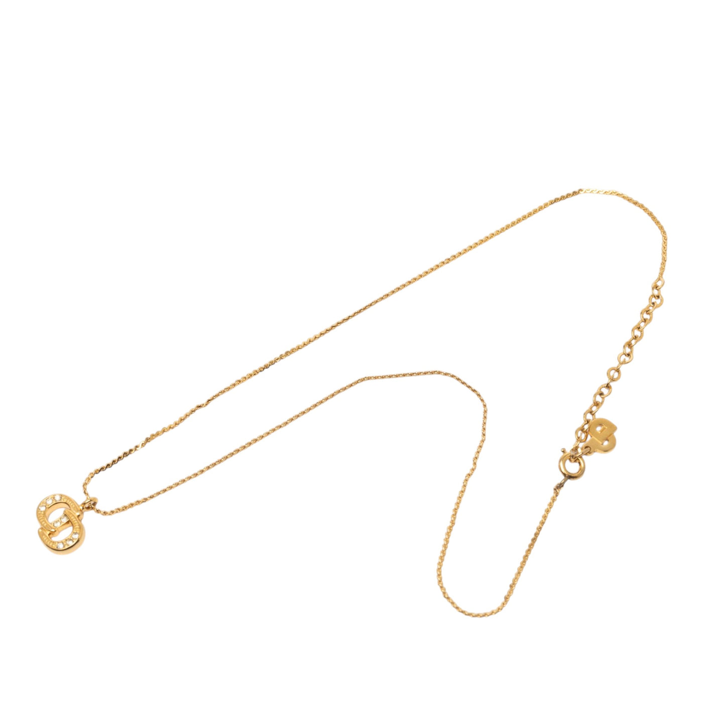 Gold Plated Strass CD Logo Pendant Necklace - Image 1