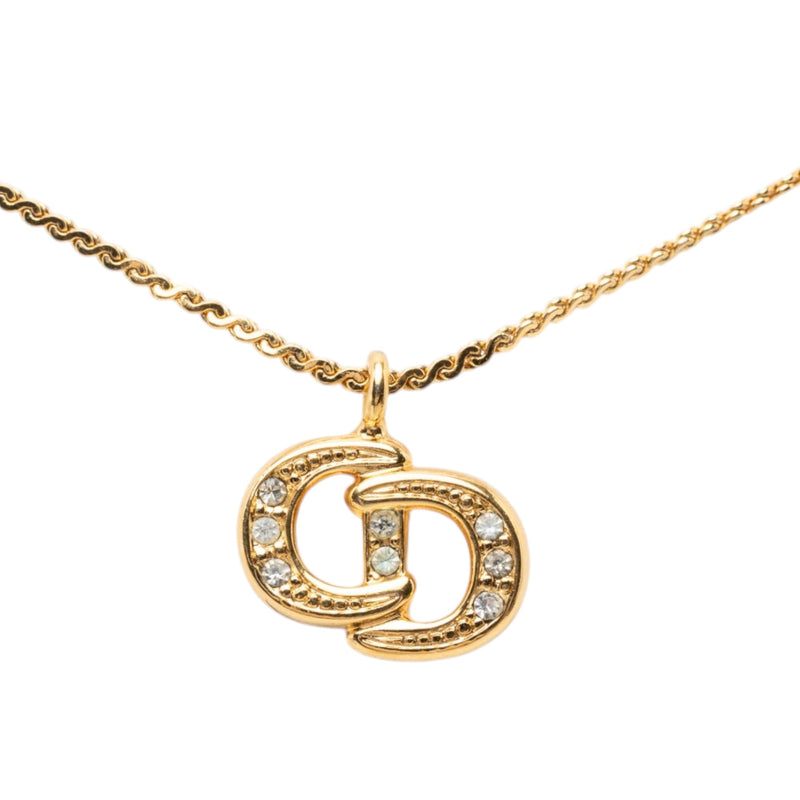 Gold Plated Strass CD Logo Pendant Necklace - Image 2