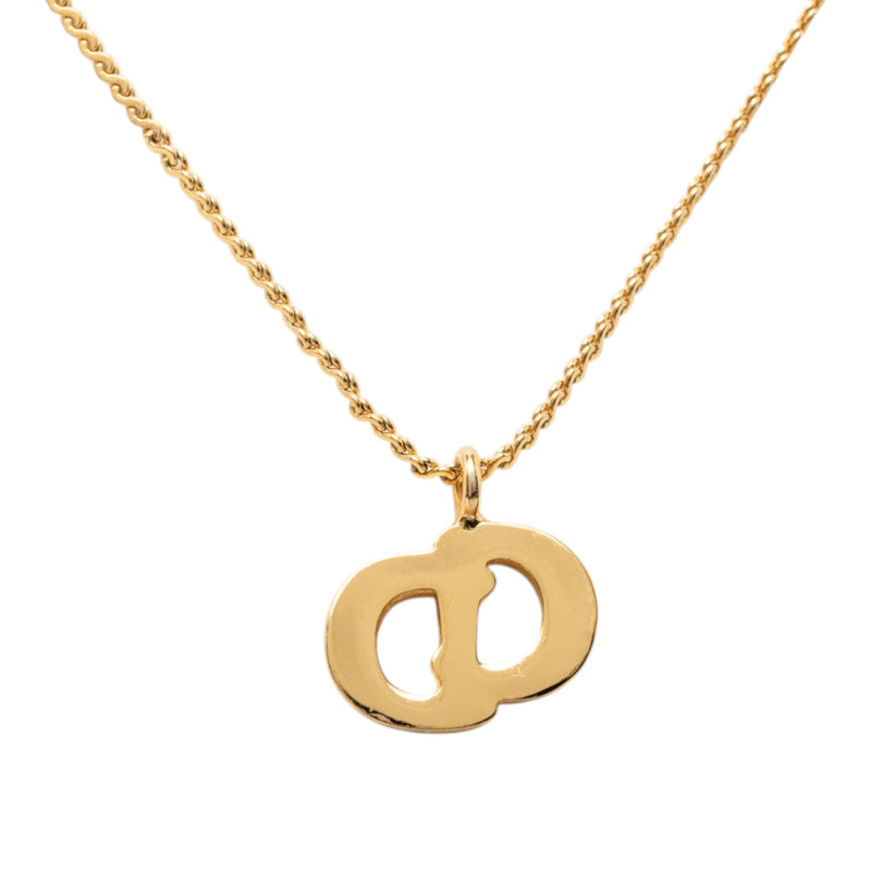 Gold Plated Strass CD Logo Pendant Necklace - Image 3