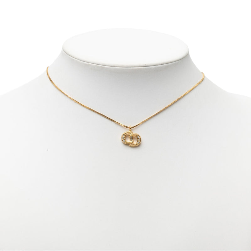 Gold Plated Strass CD Logo Pendant Necklace - Image 5
