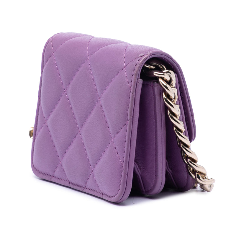 CC Quilted Lambskin Coco Card Holder on Chain - Image 2