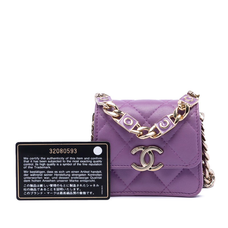 CC Quilted Lambskin Coco Card Holder on Chain - Image 8