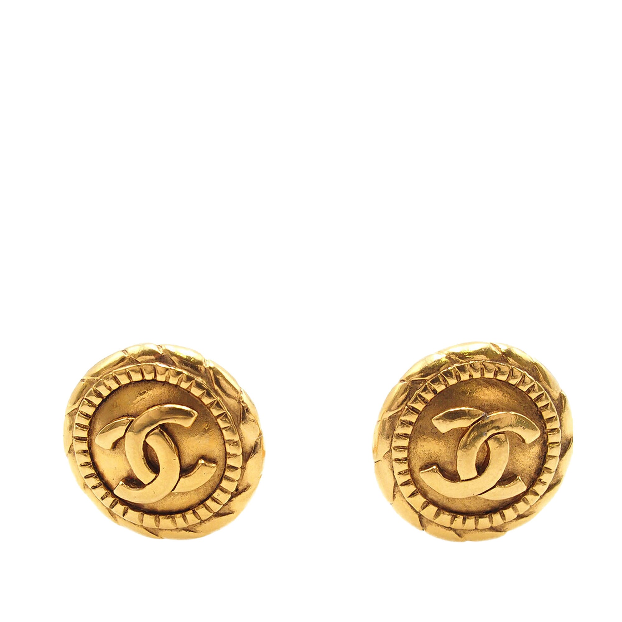 CC Gold Plated Round Clip On Earrings - Image 1