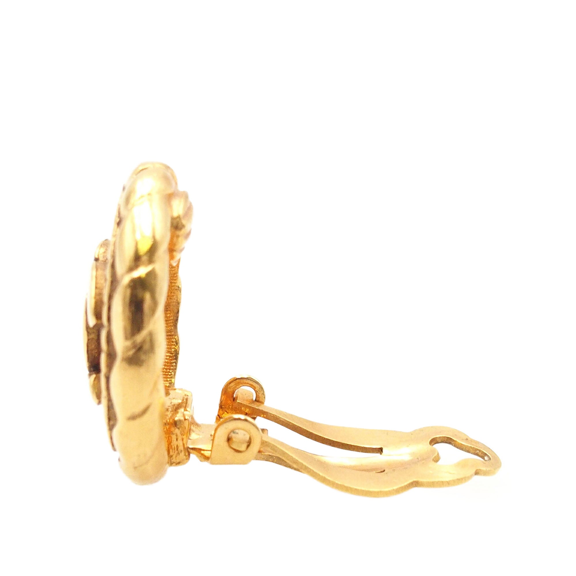 CC Gold Plated Round Clip On Earrings - Image 5
