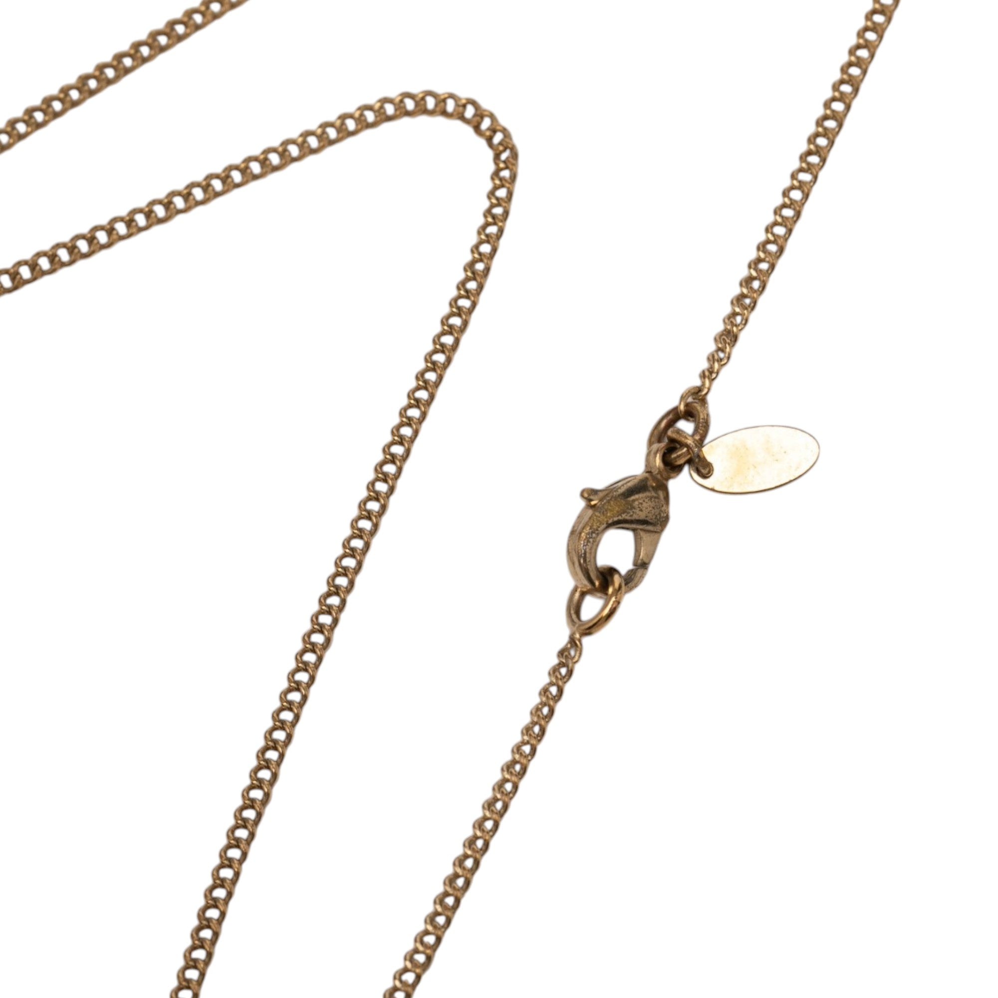 Gold Plated Strass CC Faux Pearl Drop Pendant Necklace - Image 5