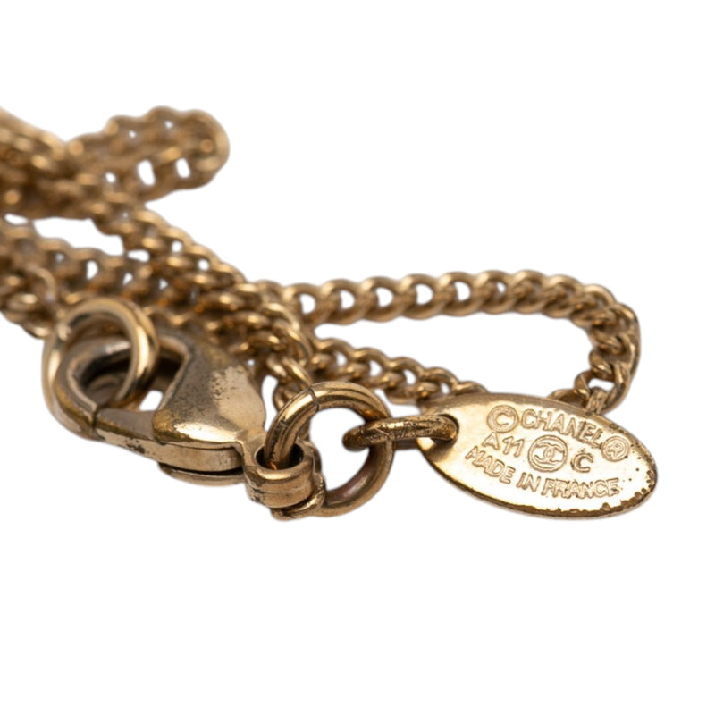 Gold Plated Strass CC Faux Pearl Drop Pendant Necklace - Image 6