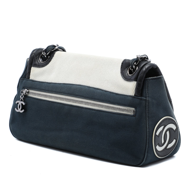 Tricolor Canvas and Leather No 5 Giant Mademoiselle Lock Flap Bag - Image 2