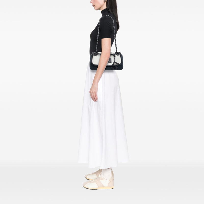 Tricolor Canvas and Leather No 5 Giant Mademoiselle Lock Flap Bag - Image 6