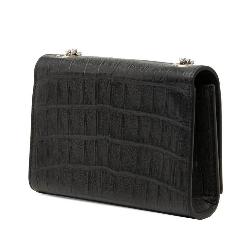 Small Croc Embossed Leather Monogram Kate Tassel Crossbody - Image 2