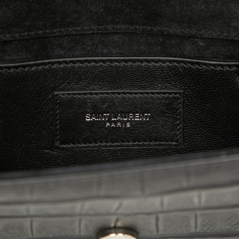 Small Croc Embossed Leather Monogram Kate Tassel Crossbody - Image 5