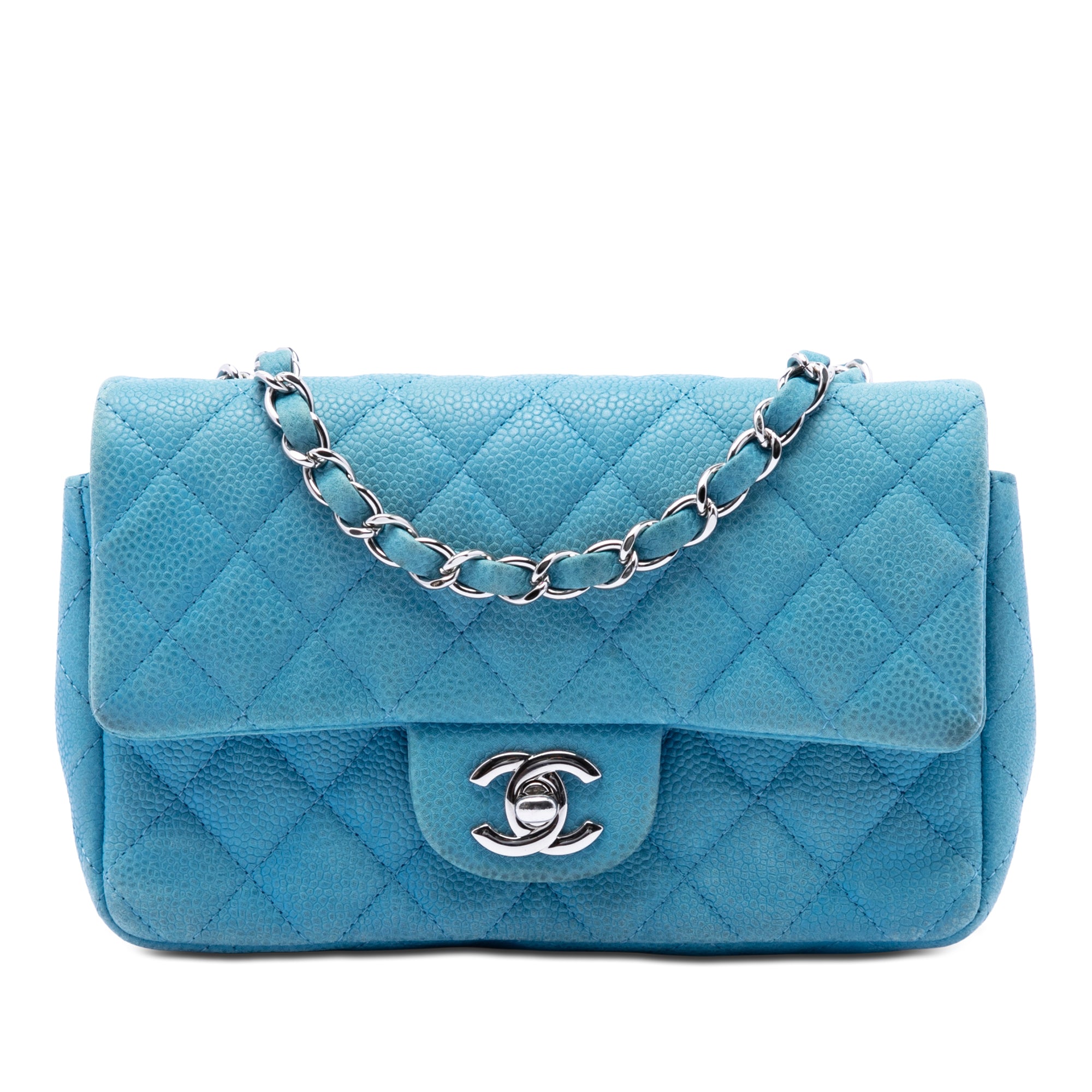 Mini Rectangular Classic Iridescent Caviar Single Flap - Image 1