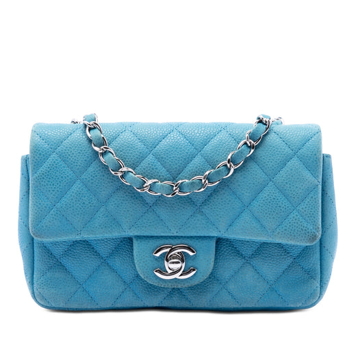 Mini Rectangular Classic Iridescent Caviar Single Flap - Image 1
