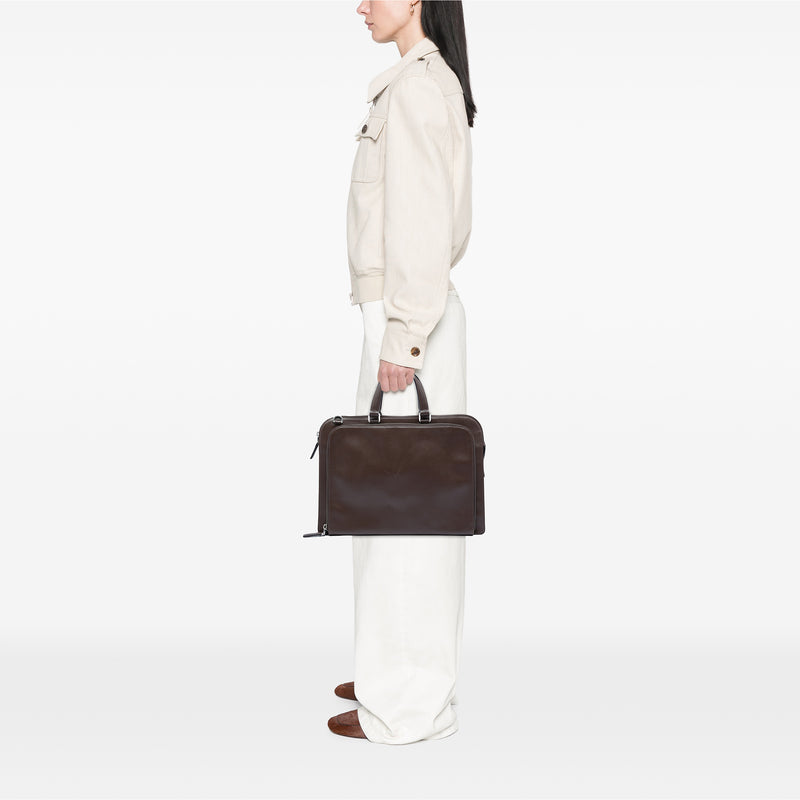 Saffiano Cuir Travel Front Zip Pocket Briefcase - Image 6