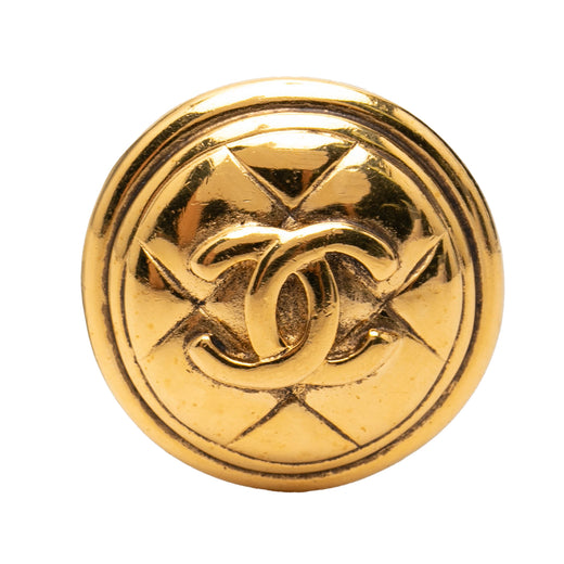 CC Gold Plated Quilted Round Brooch - Image 1