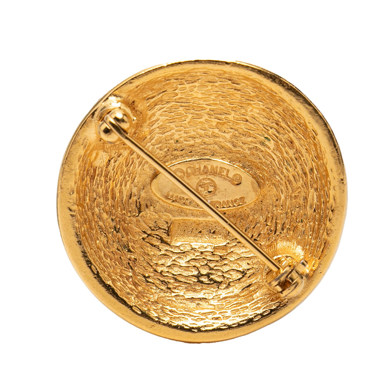 CC Gold Plated Quilted Round Brooch - Image 2