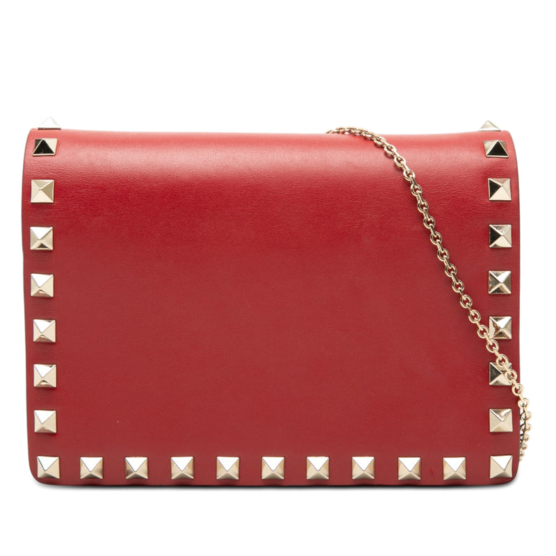 Leather Rockstud Chain Pouch