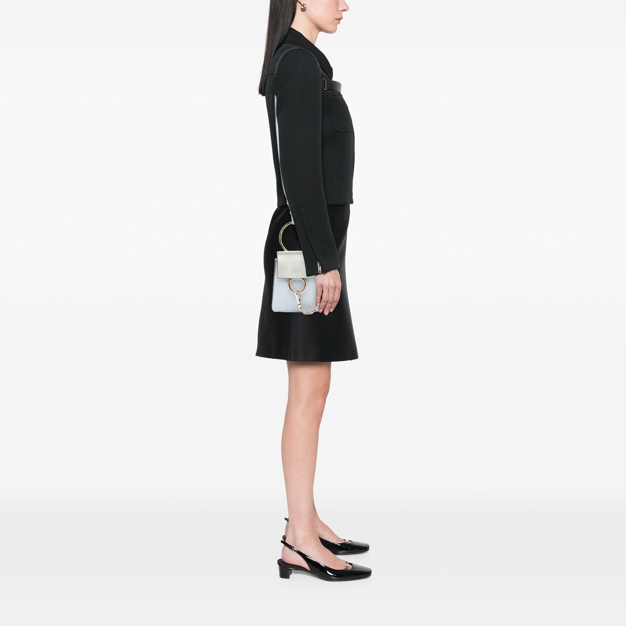 Mini Calfskin and Suede Faye Bracelet Bag - Image 7