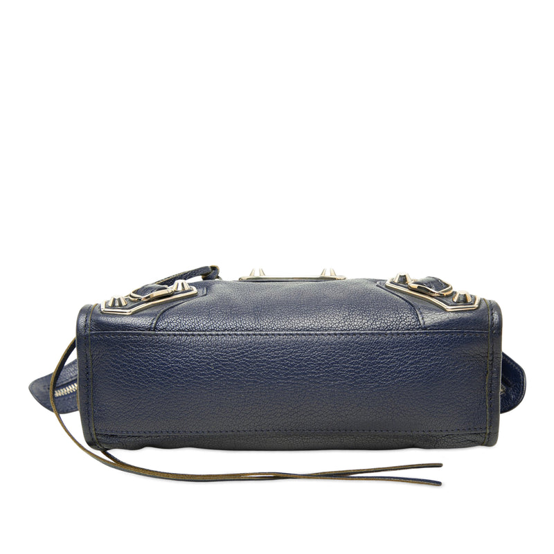 Mini Goatskin Motocross Classic Metallic Edge City Satchel - Image 3