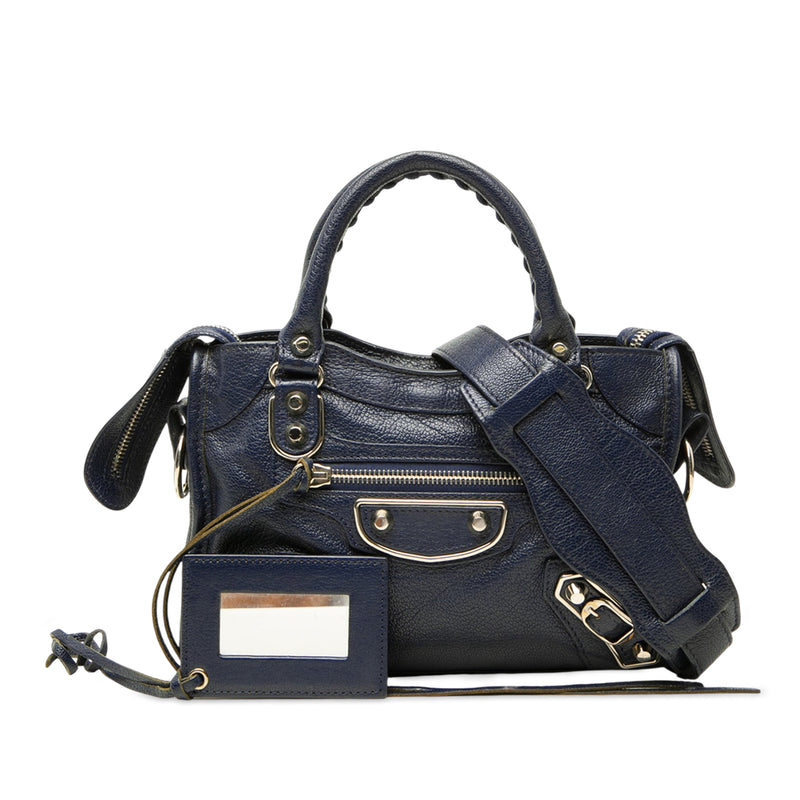 Mini Goatskin Motocross Classic Metallic Edge City Satchel - Image 7