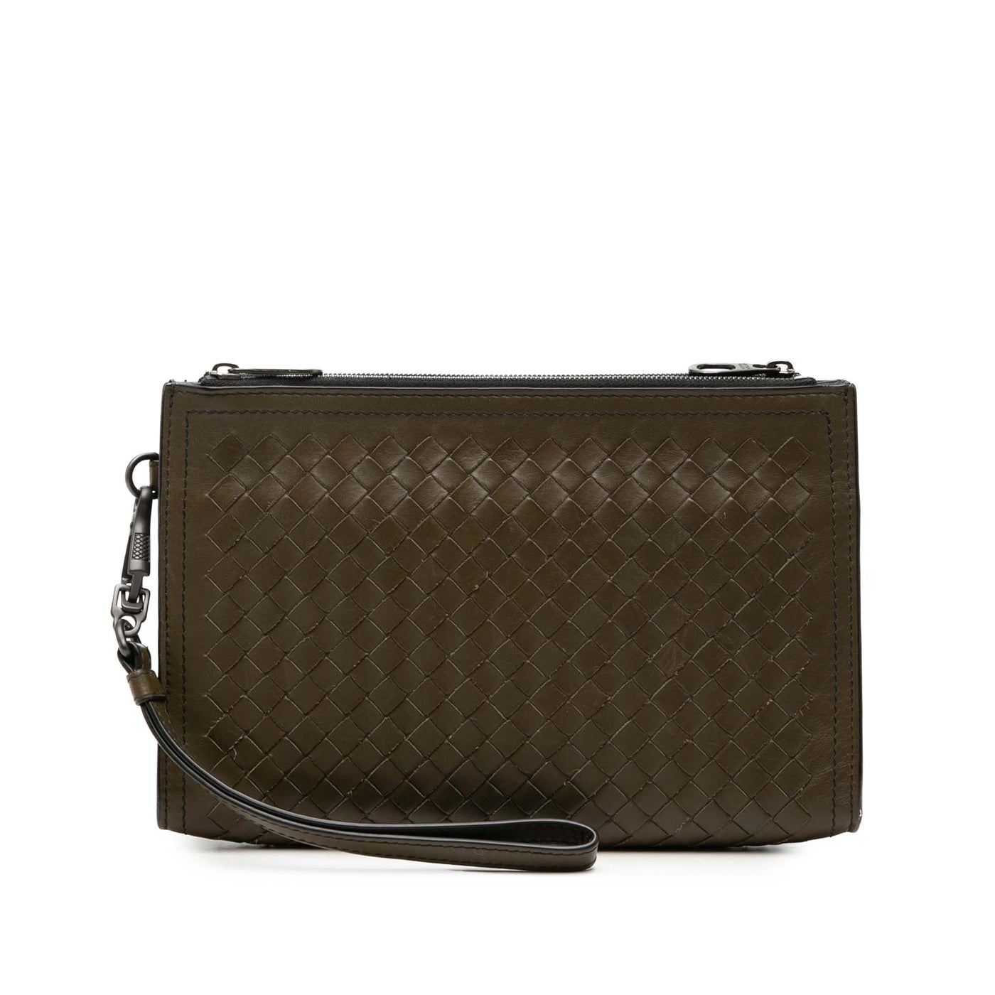 Nappa Intrecciato Double Zip Wristlet Clutch - Image 1