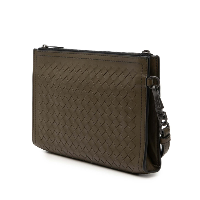 Nappa Intrecciato Double Zip Wristlet Clutch - Image 2