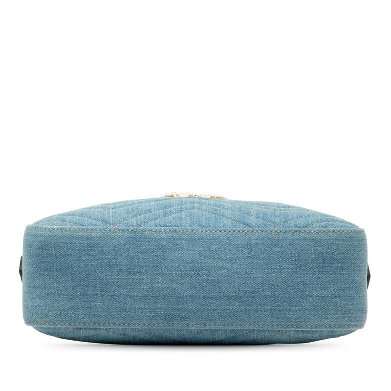 Small GG Marmont Matelasse Denim Pearly Crossbody - Image 3