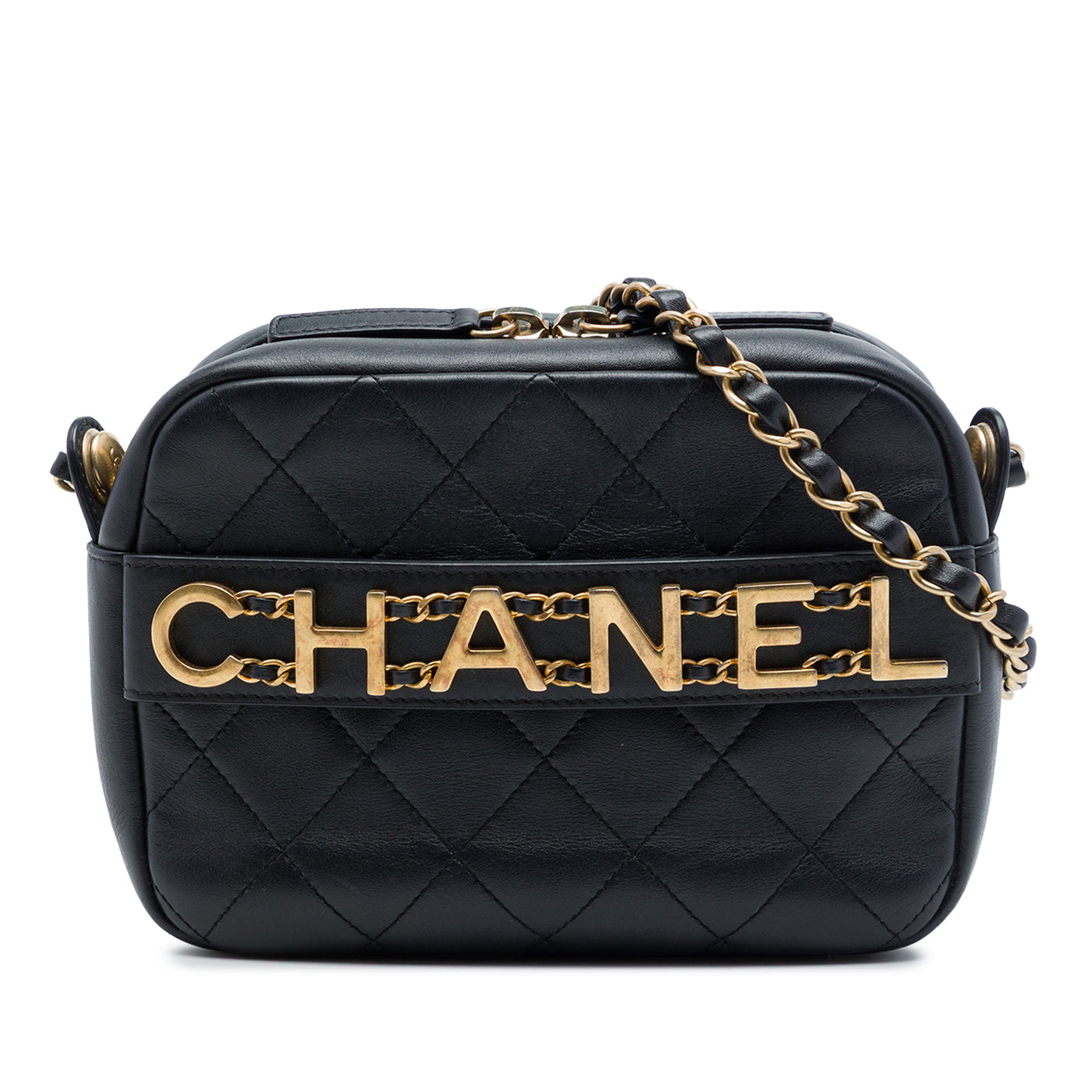 Quilted Calfskin Logo Enchained Camera Bag - Image 1