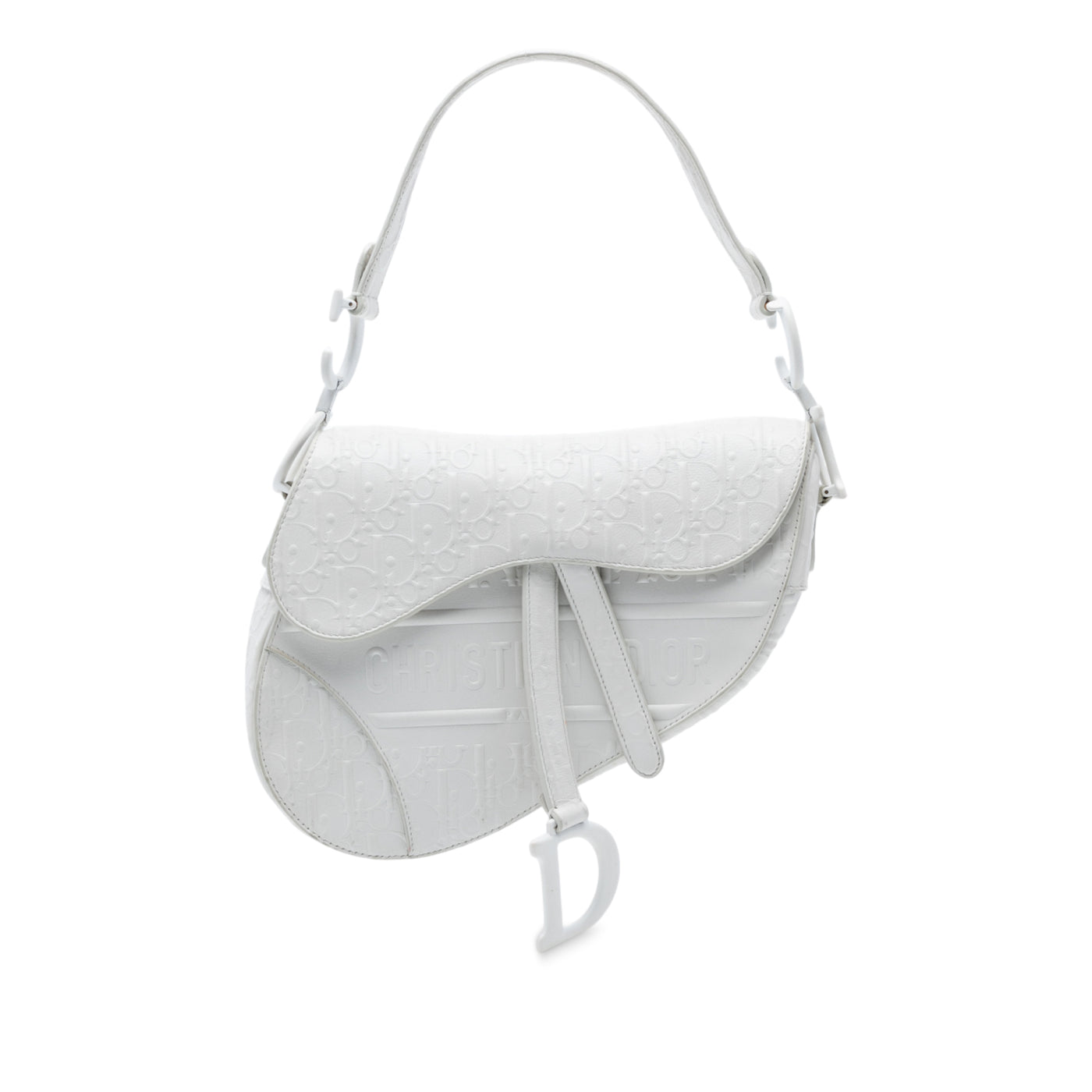 Oblique Embossed Calfskin Saddle Bag - Image 1