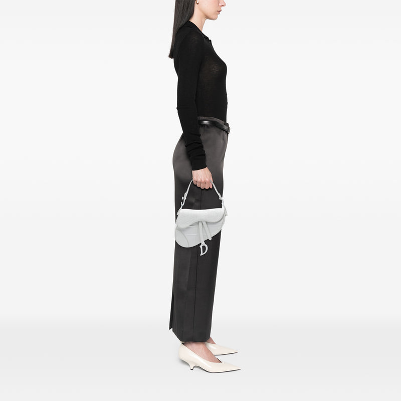 Oblique Embossed Calfskin Saddle Bag - Image 7