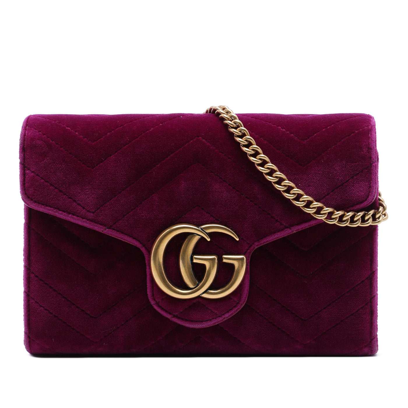 GG Marmont Matelasse Velvet Wallet On Chain - Image 1