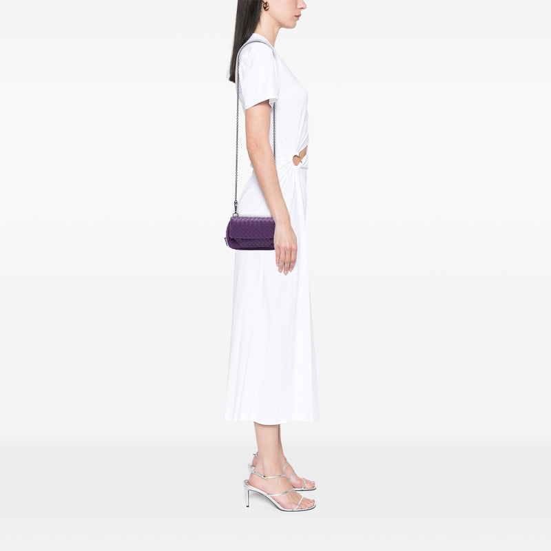Mini Nappa Intrecciato Expandable Chain Flap Crossbody - Image 7