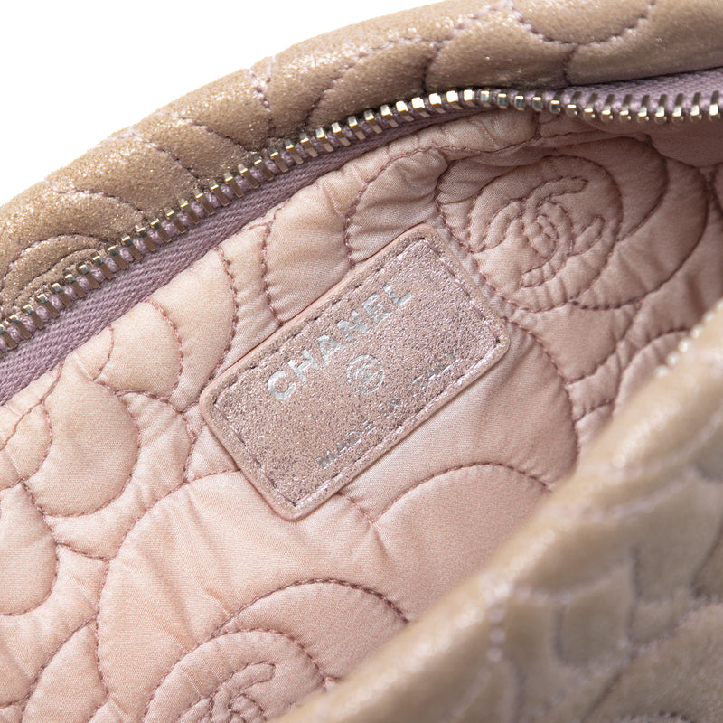 Embossed Metallic Lambskin Camellia Chain Pochette - Image 5